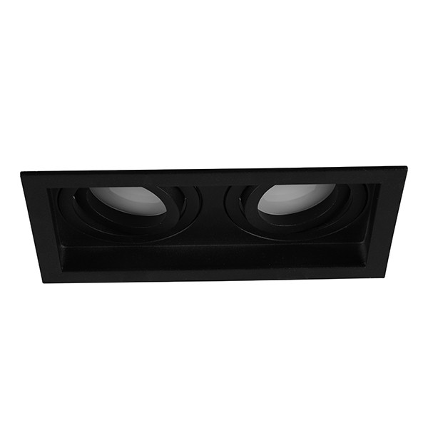 Led inbouwspot | Rechthoek | Kenai | Zwart | 2x GU10 | Ø 165mm | IP20 LTR00871 - 1