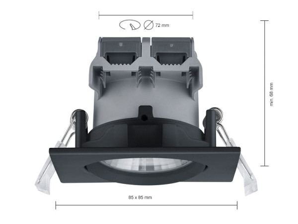 Trio Led inbouwspot | Vierkant | Pamir | Zwart | Dimbaar | Ø 72mm | 5.5W  LTR00073 - 2