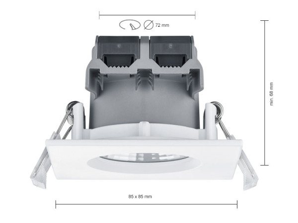 Trio Led inbouwspot | Vierkant | Zagros | Wit | Dimbaar | Ø 72mm | IP65 | 5.5W  LTR00025 - 2