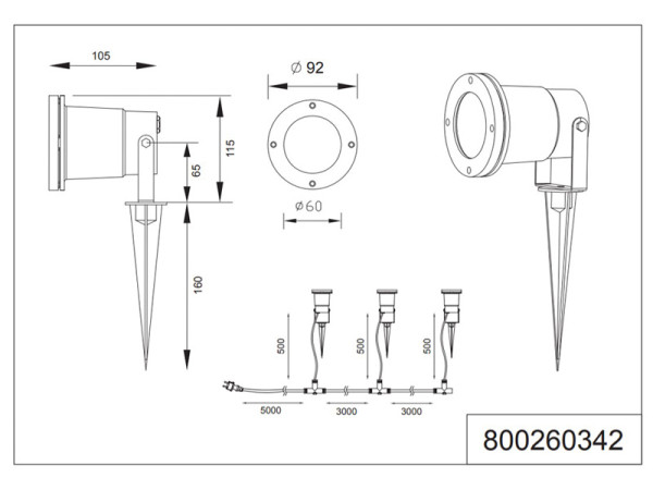 Trio Led prikspot | Ubangi | Geschikt voor 3x GU10 (Trio, Zwart, IP65)  LTR00224 - 3