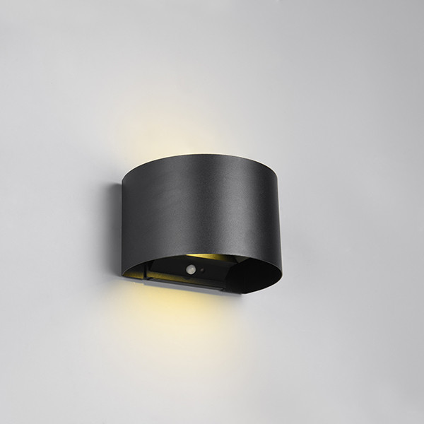 Oplaadbare wandlamp met beweging & schemersensor | Talent | Rond | 3000K | IP44 | Zwart | Trio Lighting LTR00411 - 1