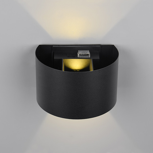 Oplaadbare wandlamp met beweging & schemersensor | Talent | Rond | 3000K | IP44 | Zwart | Trio Lighting LTR00411 - 3