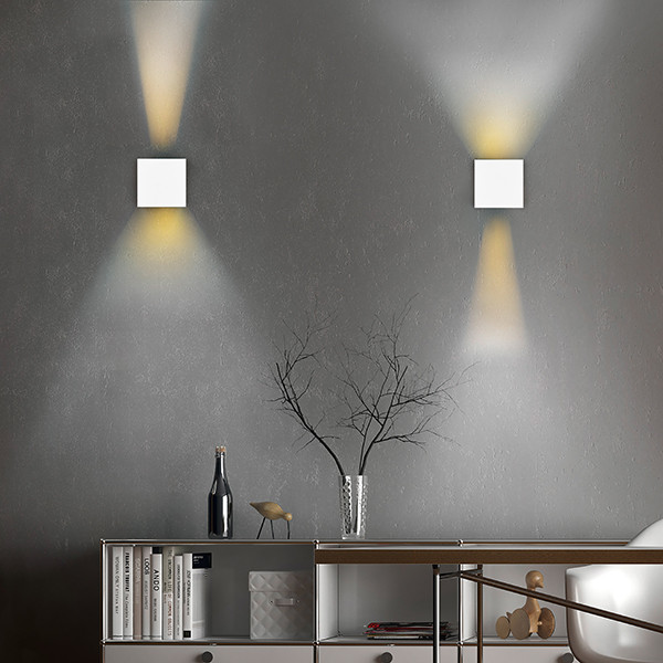 Oplaadbare wandlamp met beweging & schemersensor | Talent | Vierkant | 3000K | IP44 | Wit | Trio Lighting LTR00414 - 6