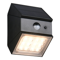 Solar wandlamp met sensor | Talca | Zwart | 3000+4000+6000K | 2.5W | IP65 | Trio Lighting LTR00830