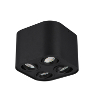 Trio led opbouwspot | Vierkant | Cookie | Zwart | 4x GU10 fitting  LTR00143