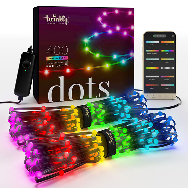 Twinkly Dots RGB | 20 meter | Zwart (400 leds, Wifi, IP44)  LTW00050 - 1