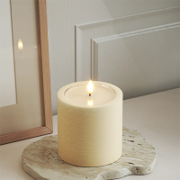 Led kaars 10 x 10 cm | Creme | 3D vlam | Unique Candles LDH00668