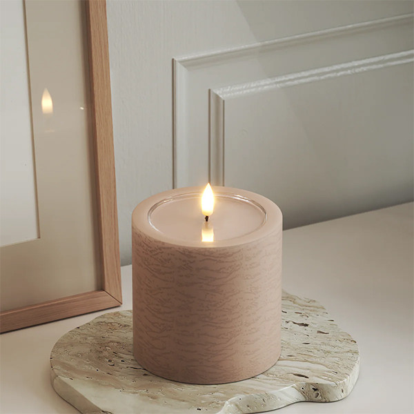 Led kaars 10 x 10 cm | Rose | 3D vlam | Unique Candles LDH00678 - 1