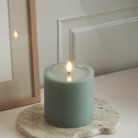 Led kaars 10 x 10 cm | Salvie groen | 3D vlam | Unique Candles LDH00673