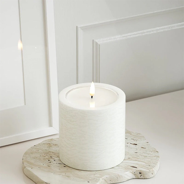 Led kaars 10 x 10 cm | Wit | 3D vlam | Unique Candles LDH00658 - 2