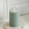 Led kaars 10 x 15 cm | Salvie groen | 3D vlam | Unique Candles LDH00674 - 2