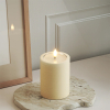 Led kaars 7,5 x 10 cm | Creme | 3D vlam | Unique Candles LDH00665 - 1