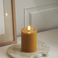 Led kaars 7,5 x 10 cm | Curry | 3D vlam | Unique Candles LDH00680