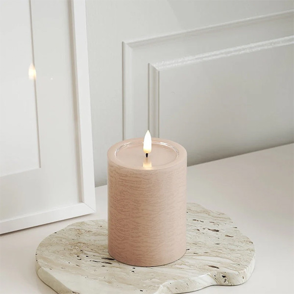 Led kaars 7,5 x 10 cm | Rose | 3D vlam | Unique Candles LDH00675 - 2