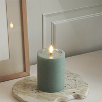 Led kaars 7,5 x 10 cm | Salvie groen | 3D vlam | Unique Candles LDH00670