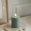 Led kaars 7,5 x 10 cm | Salvie groen | 3D vlam | Unique Candles LDH00670 - 1