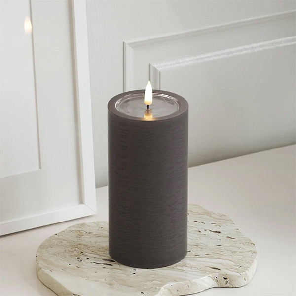 Led kaars 7,5 x 15 cm | Mocca | 3D vlam | Unique Candles LDH00662 - 2