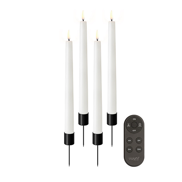 Uyuni Cadeaubox Dinerkaarsen | Wit | 4 stuks | 2,3 x 25 cm | Afstandsbediening LUY00104 - 2