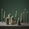 Uyuni Kerstboomkaars op steel | Breed | Saliegroen | 1,3x25cm LUY00293 - 3