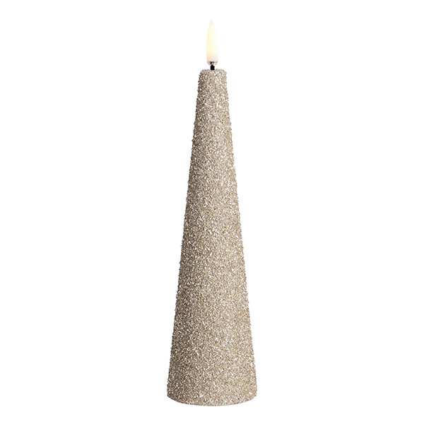 Uyuni LED Kegelkaars | Champagne | Glitter | 5,8 x 21,5 cm LUY00092 - 2