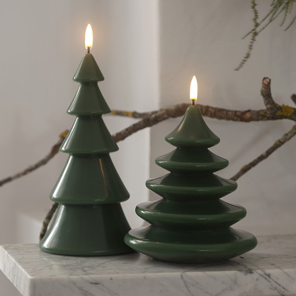 Uyuni Led kerstboomkaars | Glad | Olijfgroen | 13x15cm LUY00318 - 1