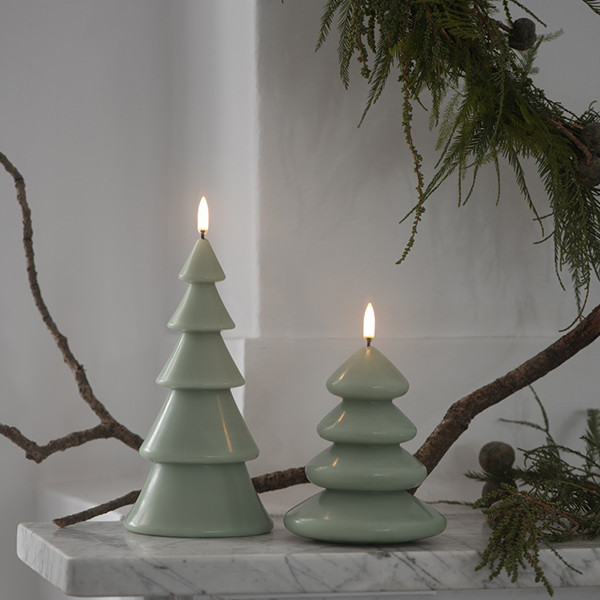 Uyuni Led kerstboomkaars | Glad | Saliegroen | 10x20cm LUY00321 - 1