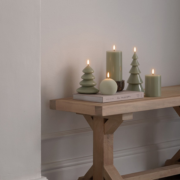 Uyuni Led kerstboomkaars | Glad | Saliegroen | 10x20cm LUY00321 - 3