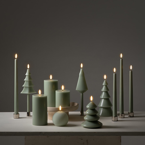 Uyuni Led kerstboomkaars | Glad | Saliegroen | 10x20cm LUY00321 - 4