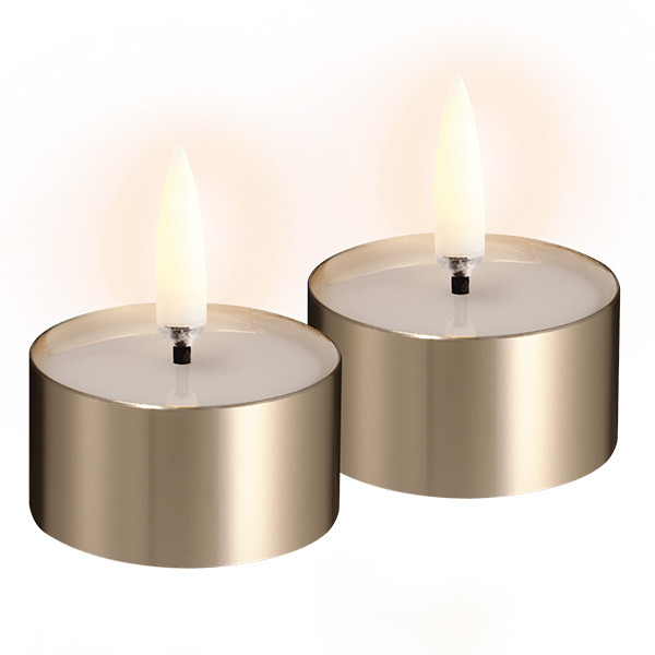 Uyuni Led waxinelichtje | Gesmolten midden | Messing | 4,1 x 2,3 cm | 2-pack LUY00304 - 2