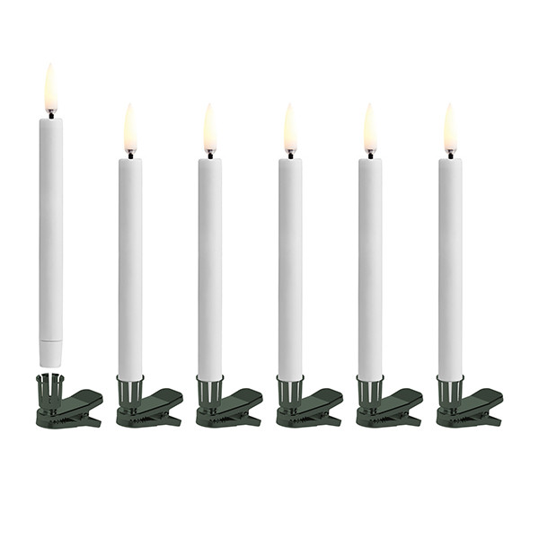 Uyuni Ledkaarsen met Clips | Wit en Groene Clips | 13.8 cm |  6-pack LUY00058 - 1