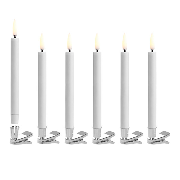 Uyuni Ledkaarsen met Clips | Wit en Zilveren Clips | 13.8 cm |  6-pack LUY00059 - 1