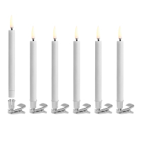 Uyuni Ledkaarsen met Clips | Wit en Zilveren Clips | 13.8 cm |  6-pack LUY00059