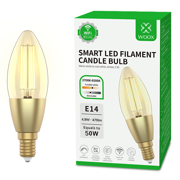WOOX R5141 Slimme led lamp | E14 | Kaars | Filament | 2700-6500K | 4.9W (50W)  LWO00069 - 1