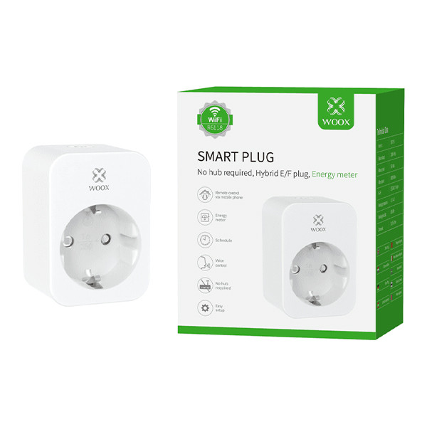WOOX Smart plug | inclusief energiemeter | Max. 3680W | WiFi (Tuya) | IP20 | Wit (NL) LWO00100 - 1