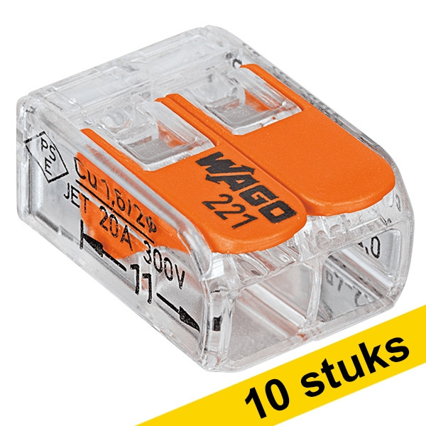 Wago 221-412  lasklem 2 x 0.2 - 4 mm2 voor alle kabelsoorten (10 stuks)  LWA00001 - 1