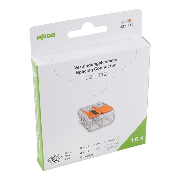 Wago Lasklem 2-voudig | 0,14-4mm² | Hersluitbaar | 16 stuks  LWA00012 - 1