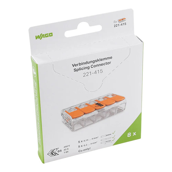 Wago Lasklem 5-voudig | 0,14-4mm² | Hersluitbaar | 8 stuks  LWA00014 - 1