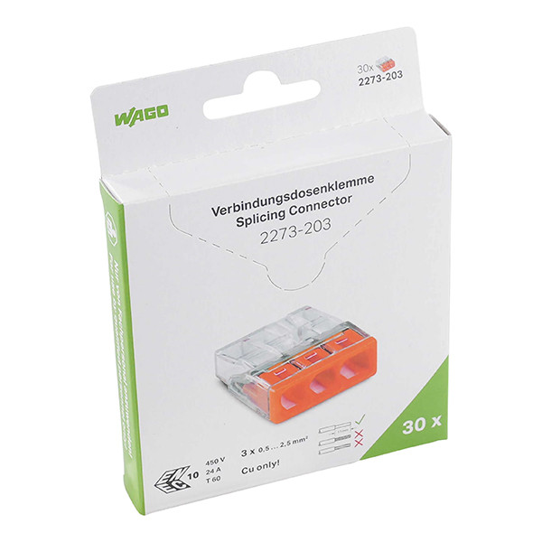 Wago Mini lasklem 3-voudig | 0.5-2.5mm² | 30 stuks  LWA00016 - 1