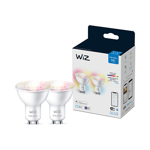 WiZ Connected WiZ Colors Slimme GU10 led spot RGB + 2200-6500K 4.8W (50W) 2 stuks  LWI00077 - 1