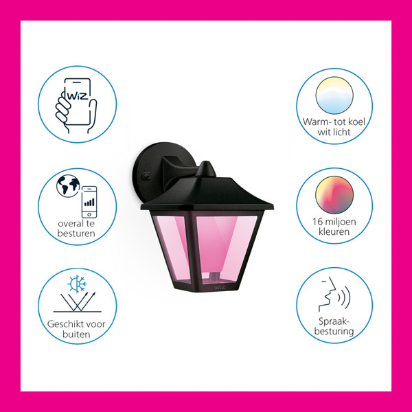 WiZ Connected WiZ Outdoor Wandlamp | Ovaal | Zwart | RGB + 2700-5000K | 9.5W  LWI00186 - 3