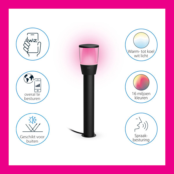 WiZ Connected WiZ Smart Sokkellamp | Rond | Zwart | RGB + 2700-5000K | 3.6W  LWI00175 - 3