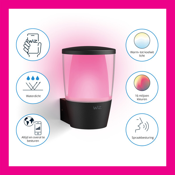 WiZ Connected WiZ Smart Wandlamp | Rond | Zwart | RGB + 2700-5000K | 8.5W  LWI00171 - 4
