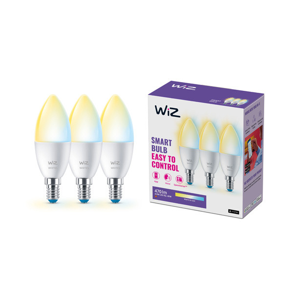 WiZ Connected WiZ Smart lamp E14 | Kaars C37 | Mat | 2700-2600K | 4.9W (40W) 3 stuks  LWI00138 - 1