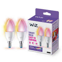 WiZ Connected WiZ Smart lamp E14 | Kaars C37 | Mat | RGB + 2200-6500K | 4.9W (40W)	2 stuks  LWI00093