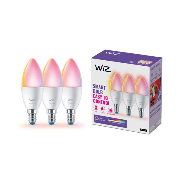 WiZ Connected WiZ Smart lamp E14 | Kaars C37 | Mat | RGB + 2200-6500K | 4.9W (40W) 3 stuks  LWI00137 - 1