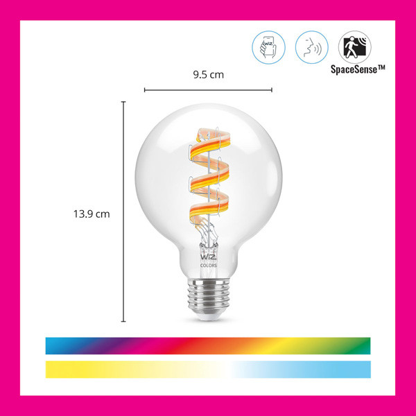 WiZ Connected WiZ Smart lamp E27 | Globe G95 | Filament | Helder | RGB + 2200-6500K | 6.3W (40W)  LWI00132 - 2