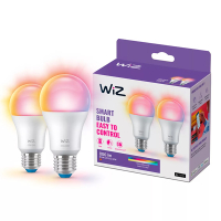WiZ Connected WiZ Smart lamp E27 | Peer A60 | Mat | RGB + 2200-6500K | 8.5W (60W) 2 stuks  LWI00134