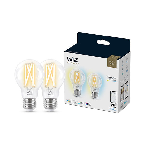 WiZ Connected WiZ Whites A60 Slimme filament lamp E27 2700-6500K 8.5W (60W) 2 stuks  LWI00078 - 1