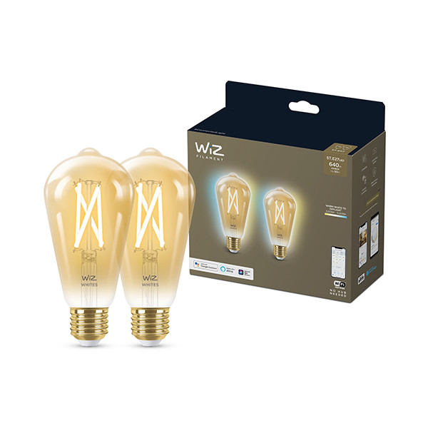 WiZ Connected WiZ Whites ST64 Slimme filament lamp amber E27 2000-5000K 6.7W (50W) 2 stuks  LWI00079 - 1