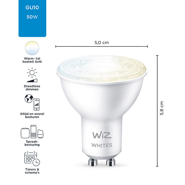 WiZ Connected WiZ Whites Slimme GU10 led spot 2700-6500K 4.8W (50W)  LWI00062 - 3